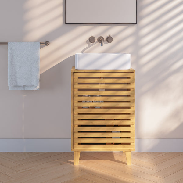 Meuble sous lavabo Iveland bambou 60 x 40 x 30 cm naturel [en.casa]