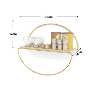 [en.casa] Wandplank Mynämäki 39x16x17 cm goudkleurig en naturel