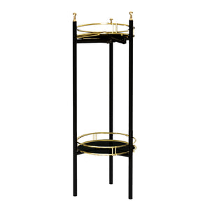 Support de plantes Oulainen à 2 niveaux métal 79 x 28 x 28 cm noir or [en.casa]