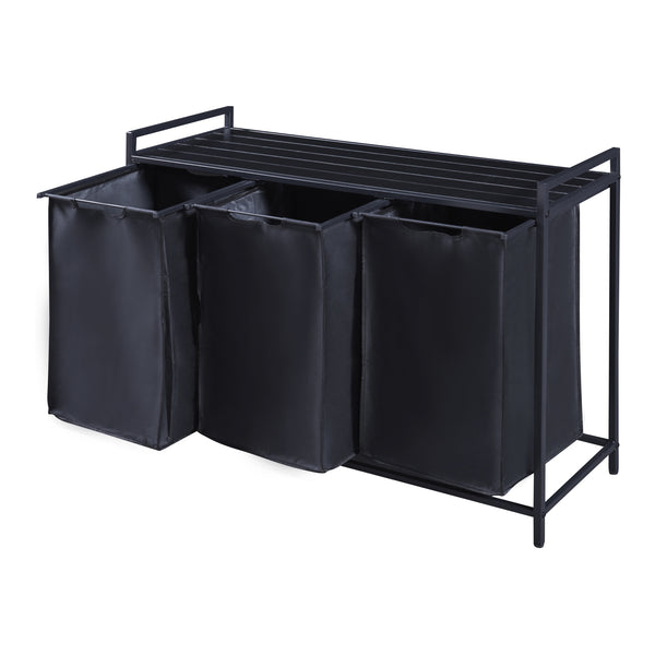[en.casa] Wasmand Saltvik met 3 zakken 75,5x102,5x38 cm zwart