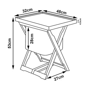Table de pique-nique Hattfjelldal bambou polyester 53 x 48 x 32 cm naturel crème noir [en.casa]