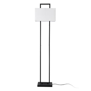 Lampadaire Sigdal avec douille E27 métal polyester hauteur 165 cm noir blanc lux.pro