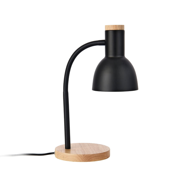 Lampe de table Woodley abat-jour 17 x 12 cm effet bois noir lux.pro