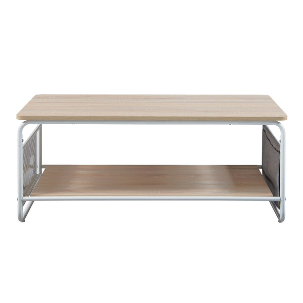 Table basse Dyrøy 100 x 50 x 43 cm blanc effet chêne gris [en.casa]