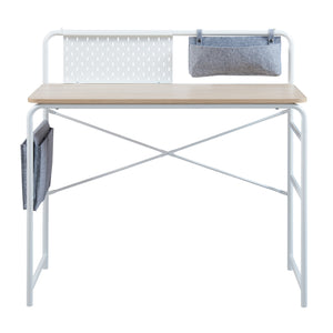 [en.casa] Bureau Dyrøy 98x98x46 cm wit eikenkleurig en grijs