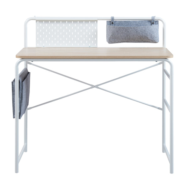 [en.casa] Bureau Dyrøy 98x98x46 cm wit eikenkleurig en grijs
