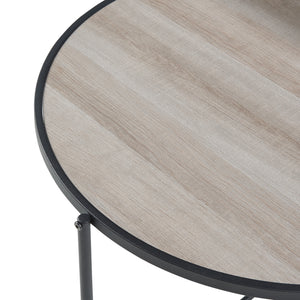 Table d'appoint ronde Fyresdal avec étagère métal MDF 68 x 62 cm noir effet chêne [en.casa]