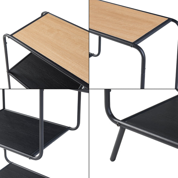 Table console Krødsherad avec 2 étagères métal MDF 83 x 102 x 36 cm noir effet chêne [en.casa]
