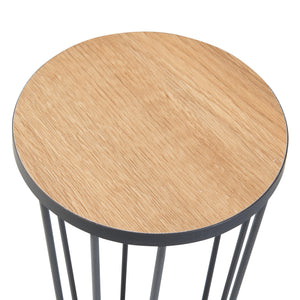 [en.casa] Plantenstandaard Fossbergom rond 62xØ20 cm zwart en eikenkleurig