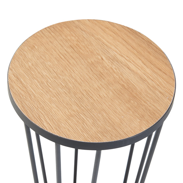 [en.casa] Plantenstandaard Fossbergom rond 62xØ20 cm zwart en eikenkleurig