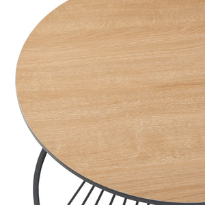 [en.casa] Salontafel Fossbergom rond 42xØ70 cm zwart en eikenkleurig