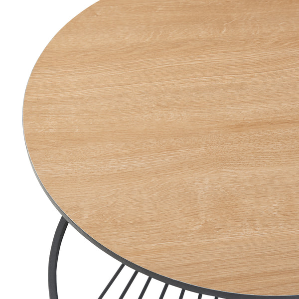 [en.casa] Salontafel Fossbergom rond 42xØ70 cm zwart en eikenkleurig
