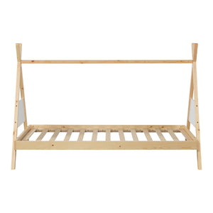 Kinderbed Siikajoki Tipi hoog uitvoering 90x200 cm naturel en wit [en.casa]