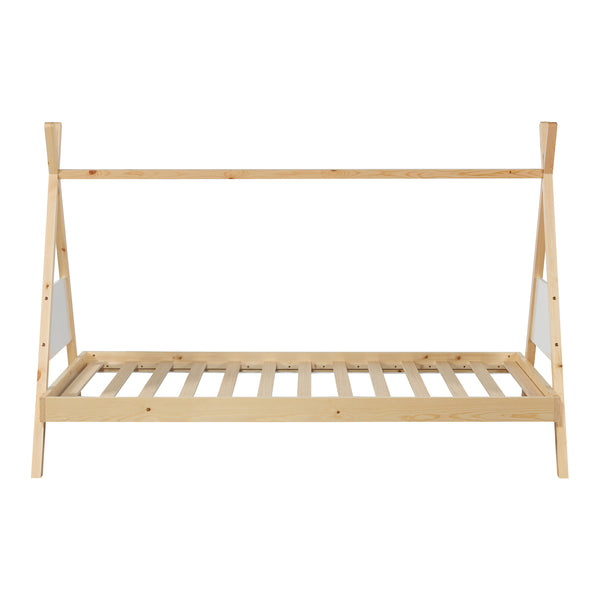 Kinderbed Siikajoki Tipi hoog uitvoering 90x200 cm naturel en wit [en.casa]