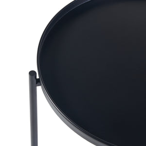 Table d'appoint Sälen avec plateau rond métal 40 x 50 cm noir [en.casa]