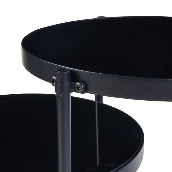 Table d'appoint Mölndal avec 3 plateaux métal 70 x 58 x 37 cm noir [en.casa]