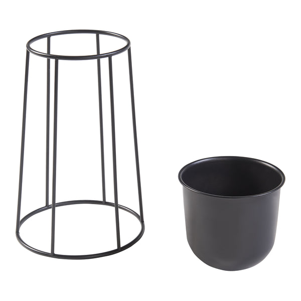 Set de 2 porte-plantes Nesseby de tailles variées avec cache-pots métal noir [en.casa]