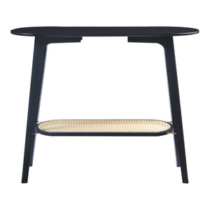 Table console Taivalkoski bambou 100 x 35 x 80 cm noir effet rotin [en.casa]