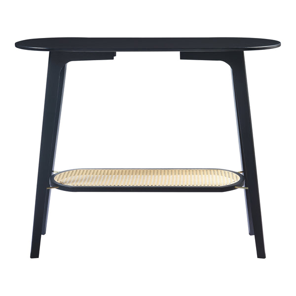Table console Taivalkoski bambou 100 x 35 x 80 cm noir effet rotin [en.casa]