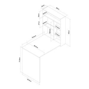 Bureau mural pliant Greve 72 x 77 x 59 cm blanc effet bois [en.casa]