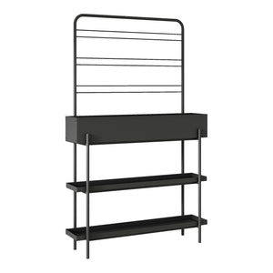 Porte-plantes surélevé Jaalsmeer avec étagère 154 x 96 x 24 cm noir casa.pro