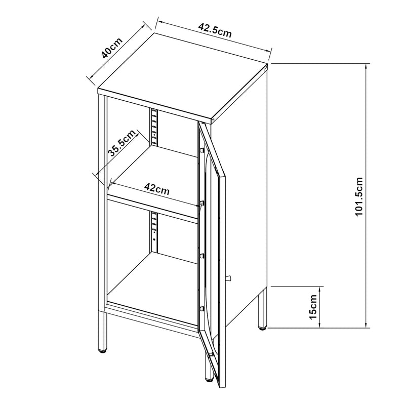 Maatschets Metalen kast Karlskrona 101,5x42,5x40 cm zwart [en.casa]