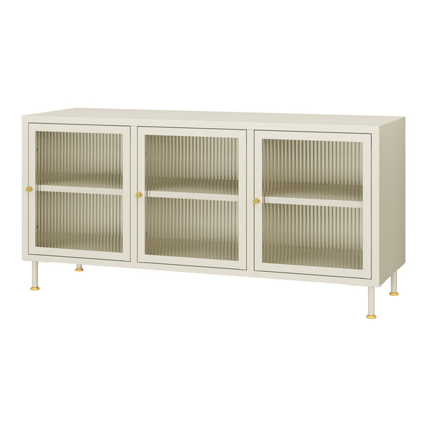 Meuble TV Lindau 120 x 40 x 59 cm blanc crème [en.casa]