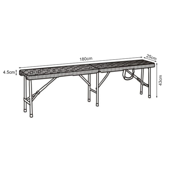 Tuinbank Mark set van 2 opvouwbaar 180x25x43 cm rotan look zwart [en.casa]