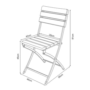 Klapstoel Lillestrøm set van 2 tuinstoelen 81x46x58 cm houtlook donkerbruin [en.casa]
