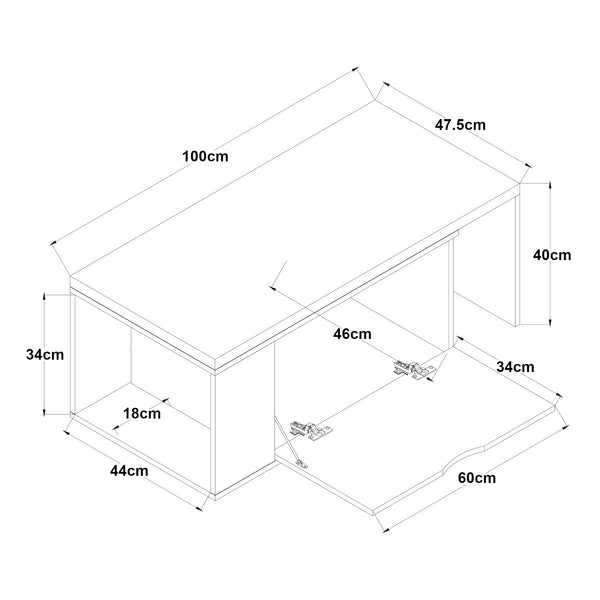 Table d'appoint Österåker 100 x 48 x 40 cm effet bois blanc [en.casa]