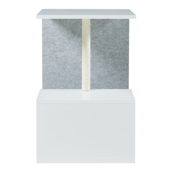 Table d'appoint avec arbre à chat Masfjorden 60 x 40 x 40 cm blanc [en.casa]