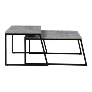 Lot de 2 tables basses gigognes Hyllestad noir effet béton [en.casa]