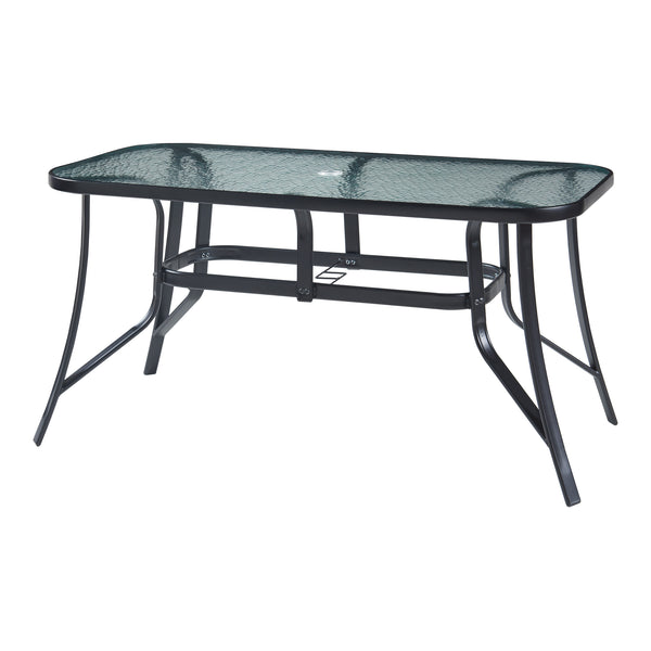 Salon de jardin 7 pièces Aradeo avec table à manger et 6 chaises acier verre trempé textilène casa.pro