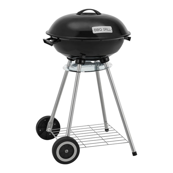 Chariot de barbecue rond Apricena 80 x 49 x 47 cm noir casa.pro