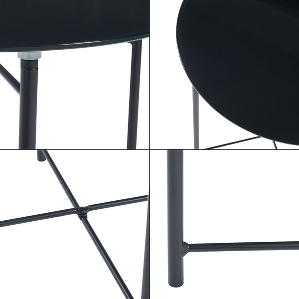 Table d'appoint Ödeshög acier verre trempé 45 x 42 cm noir [en.casa]
