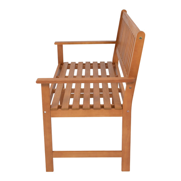 Banc de jardin pour 2 personnes Canzano bois d'eucalyptus 120 x 58 x 90 cm naturel casa.pro