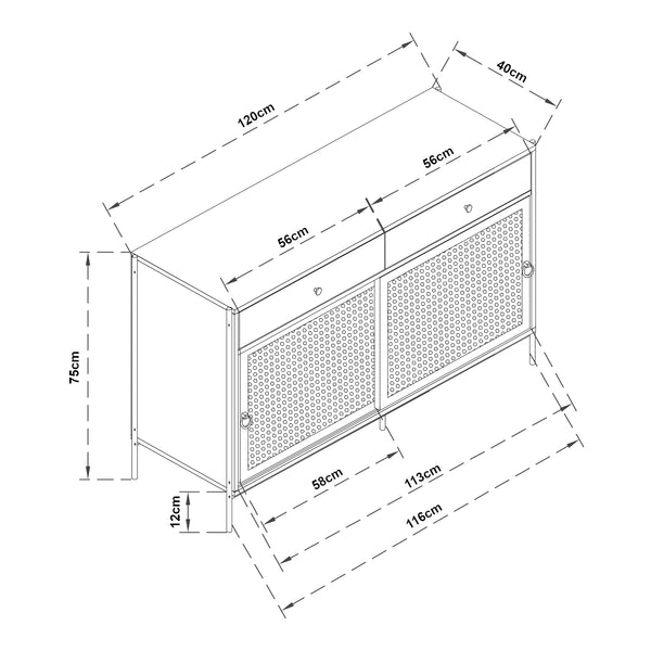 TV meubel Tysnes 120x40x75 cm eikenkleurig en zwart [en.casa]