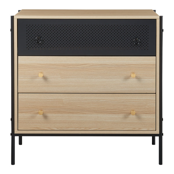 Commode Tysnes dressoir 80x80x40 cm eikenkleurig en zwart [en.casa]