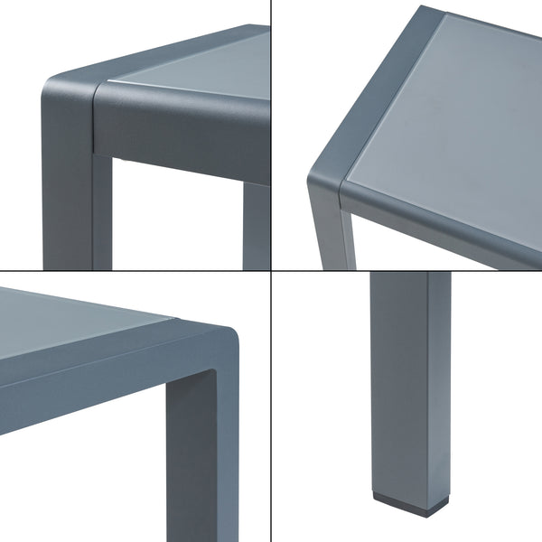 Table d'appoint de jardin Avise verre trempé 46 x 51 x 51 cm anthracite casa.pro