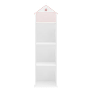 Kinderkast Leksand open kast 140x40x35 cm wit en roze [en.casa]