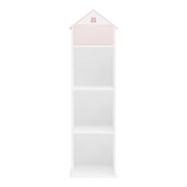 Kinderkast Leksand open kast 140x40x35 cm wit en roze [en.casa]