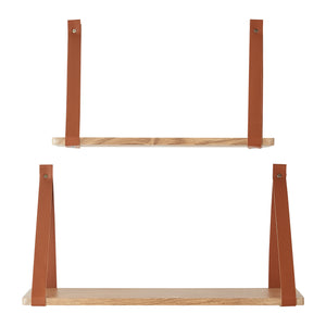 Lot de 2 étagères murales Utsira de tailles différentes marron effet chêne [en.casa]