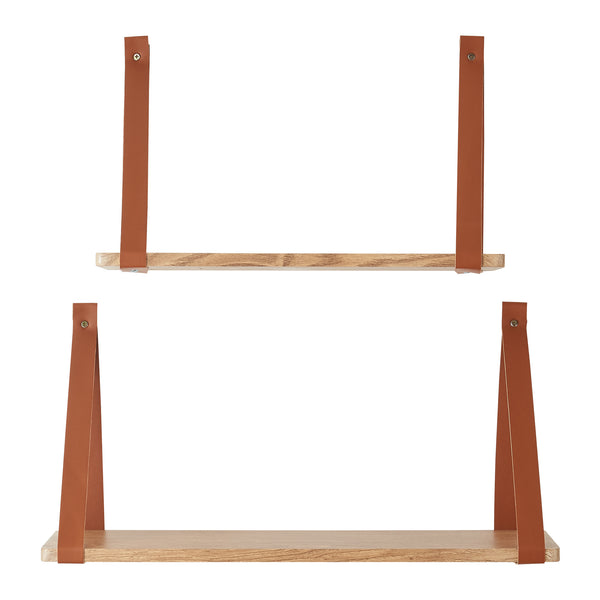 Lot de 2 étagères murales Utsira de tailles différentes marron effet chêne [en.casa]