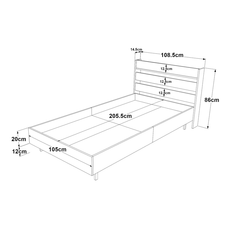 Maatschets Eenpersoonsbed Kvænangen met bedbodem 100x200 cm [en.casa]