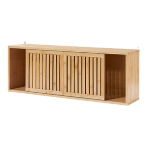 Badkamerkast Ypäjä voor wandmontage 93x20x33 cm bamboe naturel [en.casa]