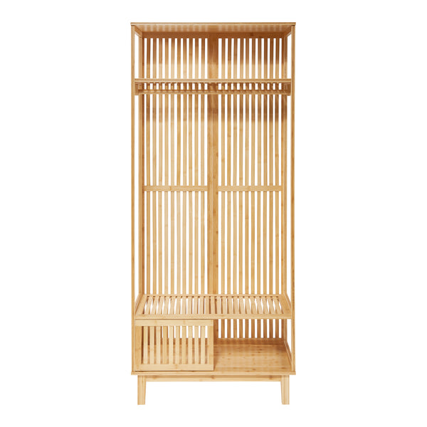 Kledingkast Ypäjä open kast 187x80x47 cm bamboe naturel [en.casa]