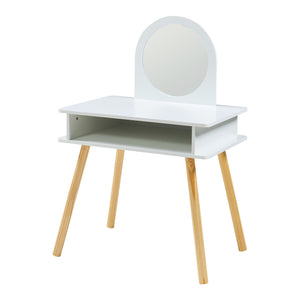 Kaptafel Ovanåker met krukje en spiegel voor kinderen naturel en wit [en.casa]