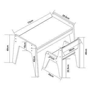 Kindertafel met kinderstoel Skinnskatteberg naturel en wit [en.casa]