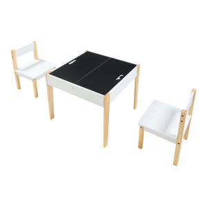 Ensemble de table et 2 chaises pour enfants Smedjebacken naturel blanc noir [en.casa]