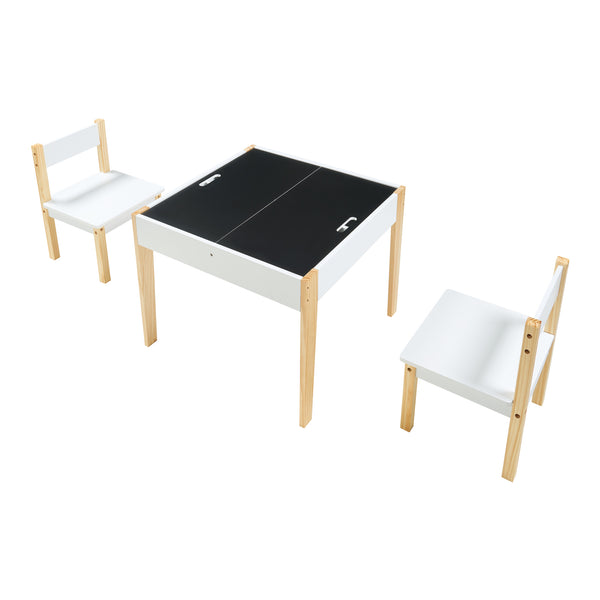 Ensemble de table et 2 chaises pour enfants Smedjebacken naturel blanc noir [en.casa]